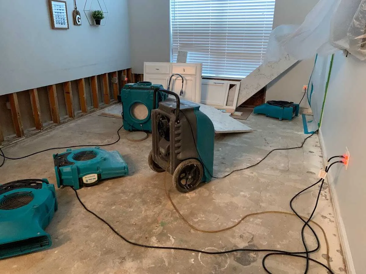 Dehumidifier in flood-cut room for Water Extraction & Removal in Cinco Ranch